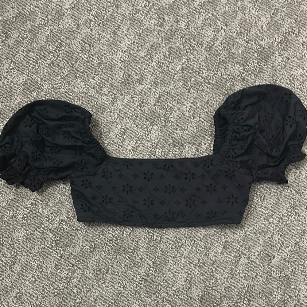 L Space puff sleeve bikini top